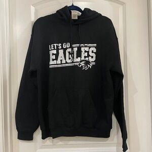 Let's Go Eagles Black‎ Hoodie Gildan Medium Spirit Pullover